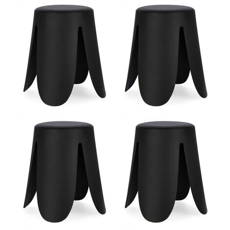 Set 4 Sgabelli  Ø37x47 cm in Similpelle Imogen Nero