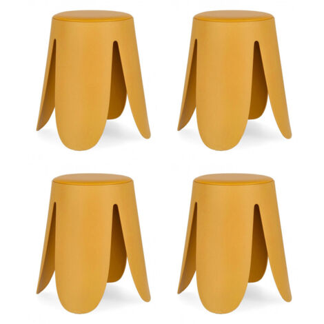 Set 4 Sgabelli  Ø37x47 cm in Similpelle Imogen Senape