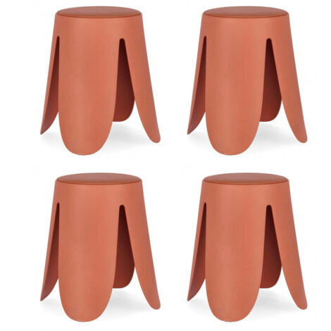 Set 4 Sgabelli  Ø37x47 cm in Similpelle Imogen Terracotta
