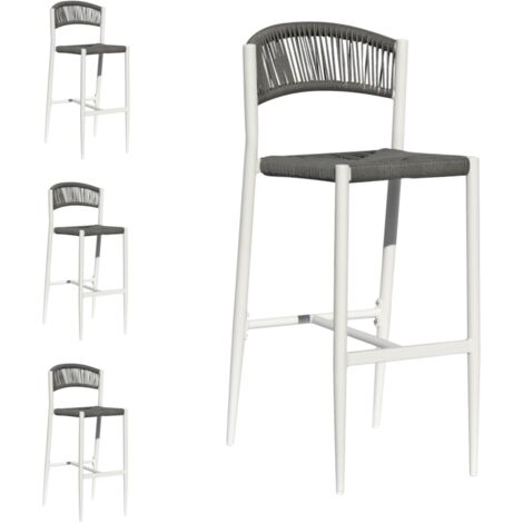 Set 4 Sgabelli Alti per Bar, Ristoranti, Giardino in Alluminio Bianco e Grigio