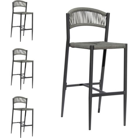 Set 4 Sgabelli Alti per Bar, Ristoranti ,Giardino in Alluminio Colore Grigio