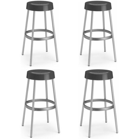 Set 4 Sgabelli bar gim antracite ALTO CM 80 S-cab ARREDO CASA Gambe in Alluminio Anodizzato, Seduta Ergonomica, Made in Italy