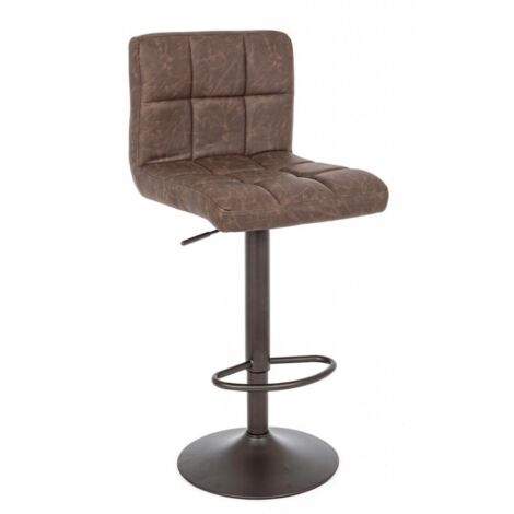Set 4 Sgabelli Bar in Acciaio e similpelle, Nero/Marrone
