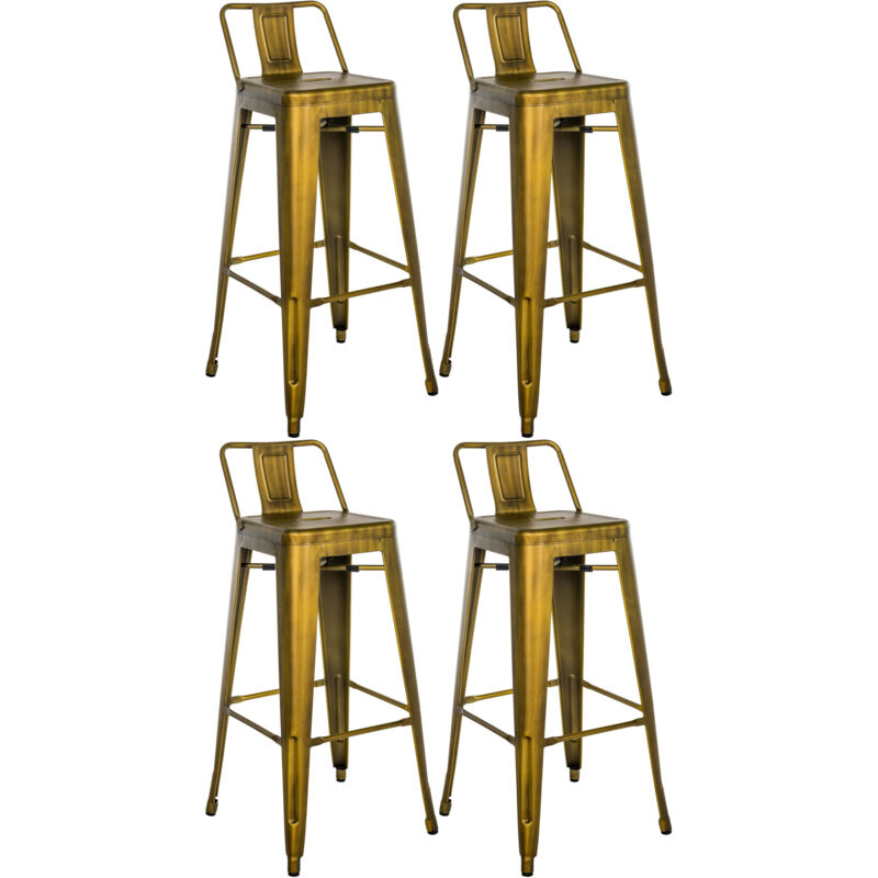 Set 4 Sgabelli Bar In Metallo Mason oro