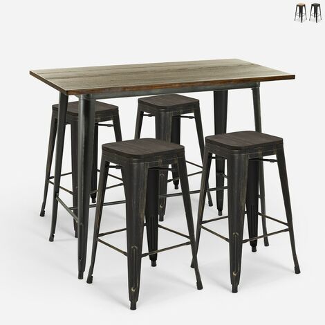 Tavolo da bar in mango e metallo nero L120 cm VIJAY - Miliboo