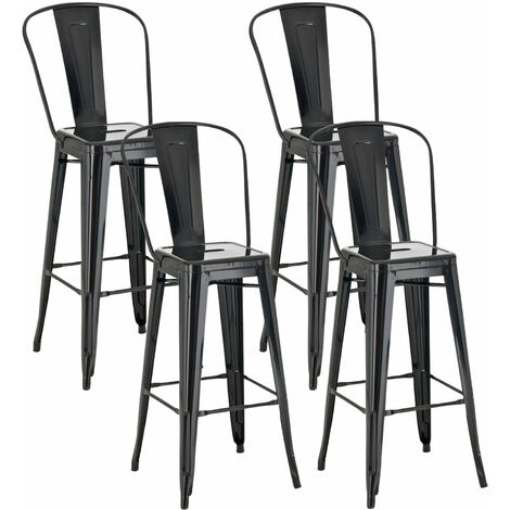Set 4 Sgabelli Con Schienale Aiden In Metallo nero