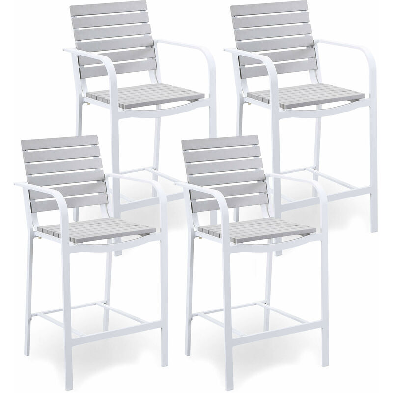 Set 4 Sgabelli da Bar 55,5x54,5x107 cm in Alluminio Kraus Modigliani Bianchi e Grigi