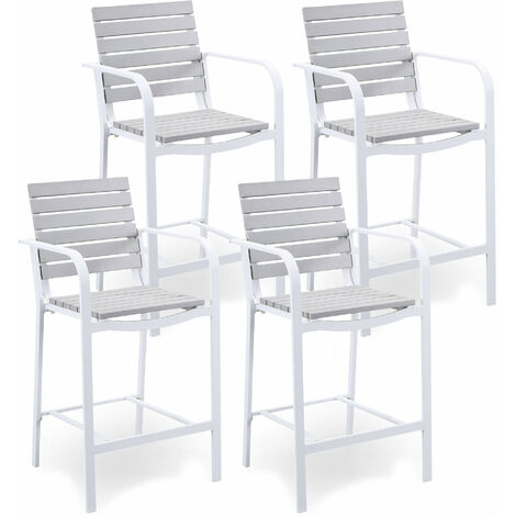 Set 4 Sgabelli da Bar 55,5x54,5x107 cm in Alluminio Kraus Modigliani Bianchi e Grigi