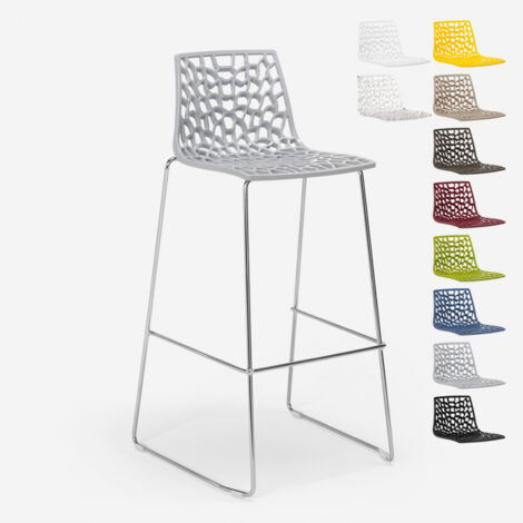 SET 4 SGABELLI SPIDER SLITTA H74 - GRANDSOLEIL Colore: Grigio perla lucido