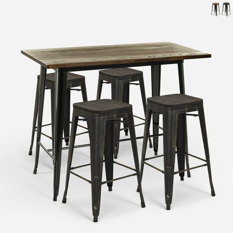 Tavolino alto per sgabelli Tolix industrial acciaio metallo 60x60