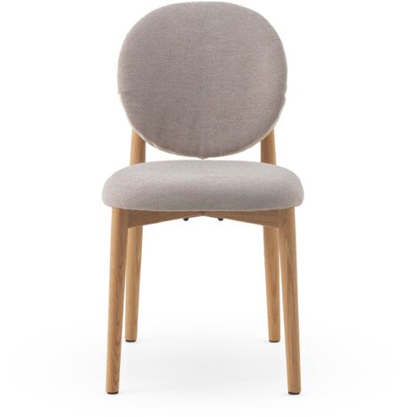 Set 4 sillas madera de roble natural tapizado en beige