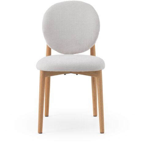 Set 4 sillas madera de roble natural tapizado en blanco