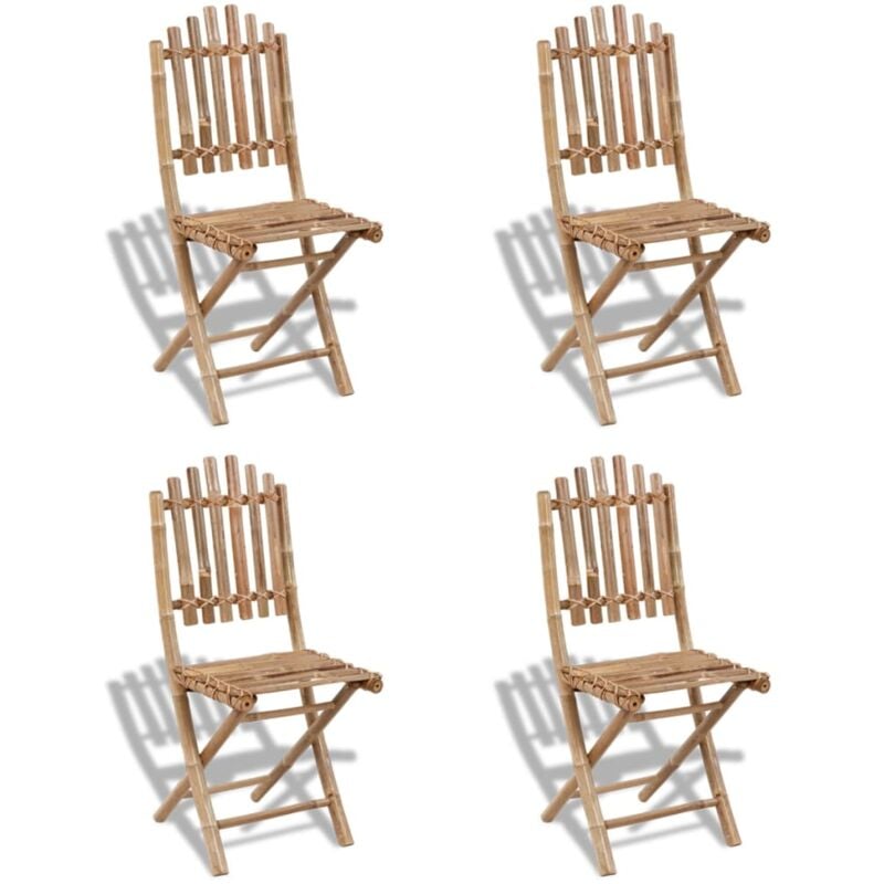 

vidaXL Sillas Plegable Jardín Bambú Jardín Terraza Exterior Comedor Asientos 4 Unidades - Marrón