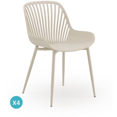 Set 4 sillas pp color crema con patas metalicas