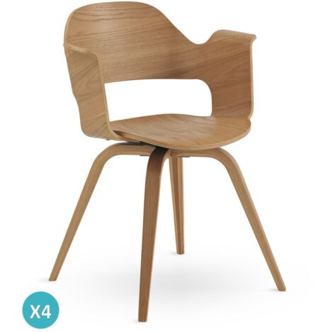 Set 4 sillones madera contrachapado roble