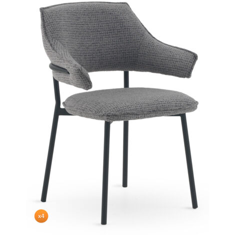 Set 4 sillones tapizados chenilla gris marengo