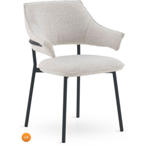 Set 4 sillones tapizados chenilla jaspeado blanco