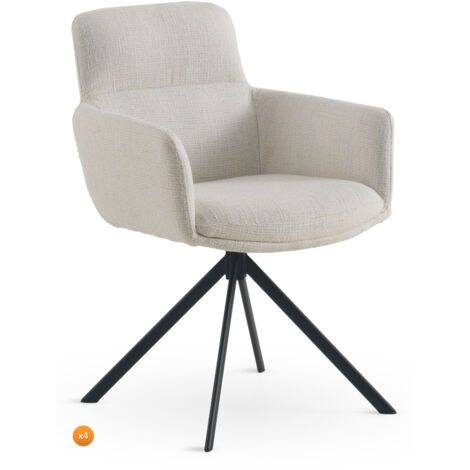 Set 4 sillones tapizados tweed blanco moteado