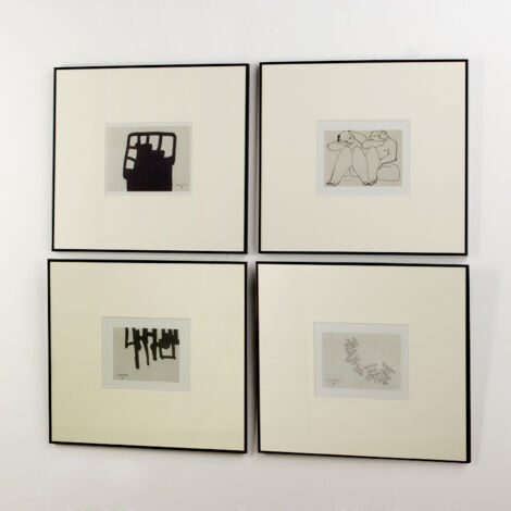 Set/4 Tabellen 67x2x61 Schwarzes Glas/Aluminium vertikale Dekoration/Fotos für alle Stile, um dem Haus eine Note zu verleihen