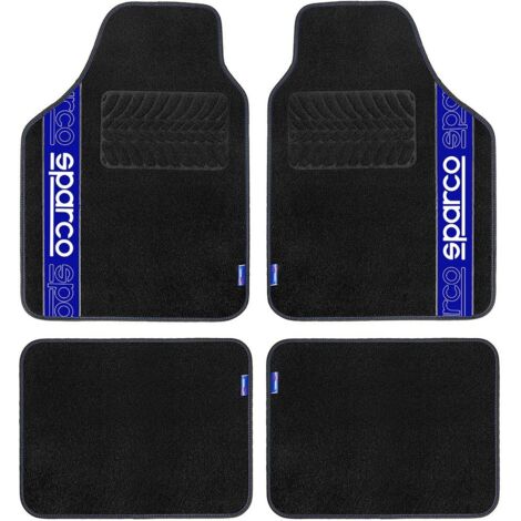 Set 4 tappetini neri e blu per auto Sparco in moquette