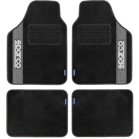 Set 4 tappetini neri e grigi per auto Sparco in moquette