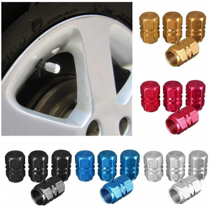 Image of Trade Shop - 4er-Set verchromte Ventilkappen zum Reifenschutz für Autos, Motorräder, Fahrräder -