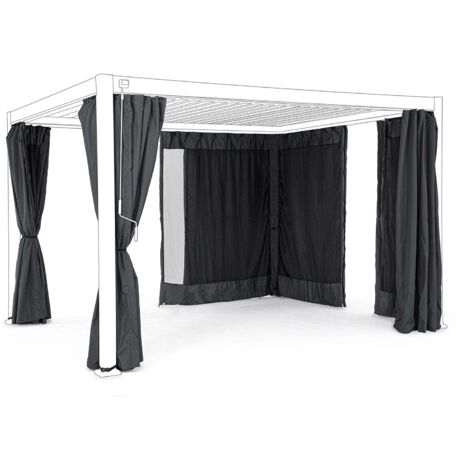 Set 4 Teli laterali con zanzariera per pergola Bioclimatica -Bianco / 3 x 4 mt
