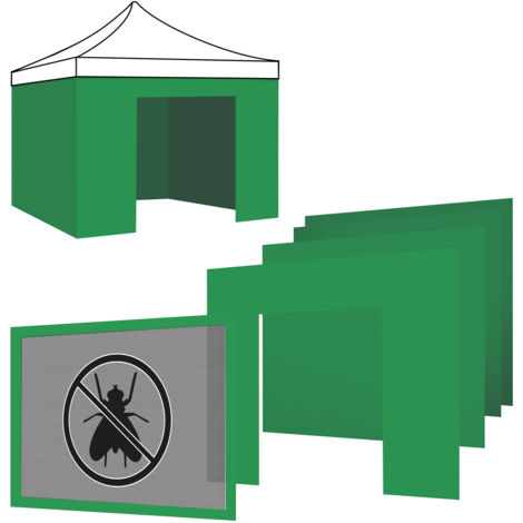 Set 4 Teli Laterali Per Gazebo 3X3M Con strappo Verde
