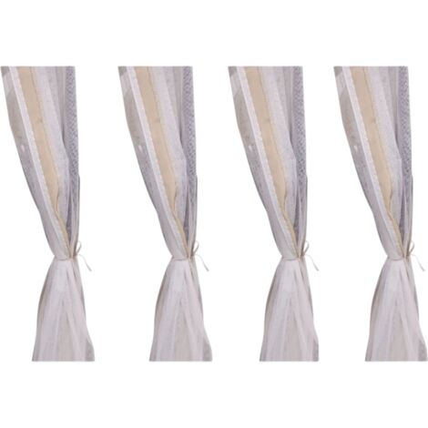 SET 4 TENDE ZANZARIERE PER GAZEBO YF3236B 3X3 BIANCO CON FASCIA BEIGE