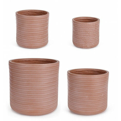 Set 4 Vasi a Cilindro Tressage Terracotta