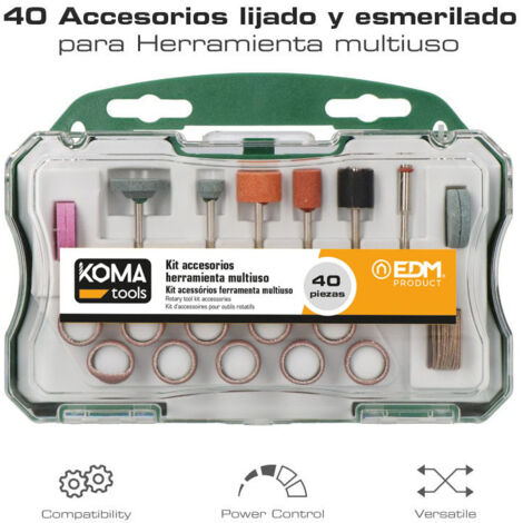 Set 40 accesorios para mini herramienta multiusos rotativa 08709 koma tools