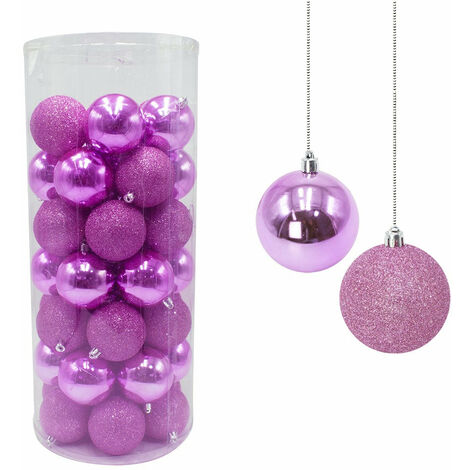 Set 48 Palline Decorative Ø 7 cm per Albero di Natale Rosa
