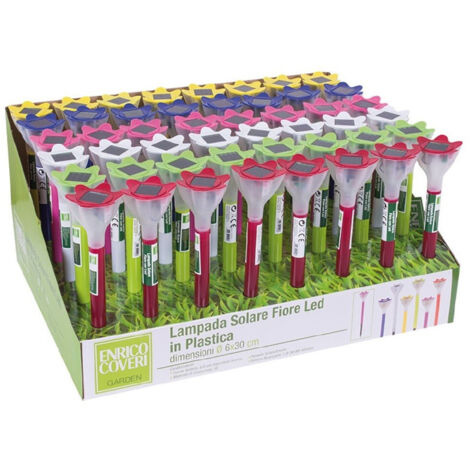 Set 48pz Lampada Solare A Forma Di Fiore Led In Plastica 6x30cm 6 Colori 4125012