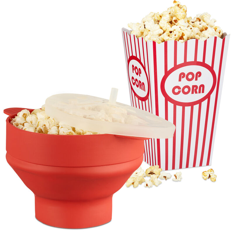 Set 49x Per Popcorn, Ciotola Rossa Pop-Corn Maker, Sacchettini, Preparazione In Microonde, senza bpa, Serata Cinema