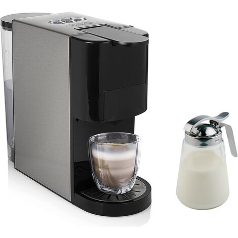 Set: 4in1 Kapselkaffeemaschine für Kapseln, Pads, Kaffeepulver & Milchkännchen