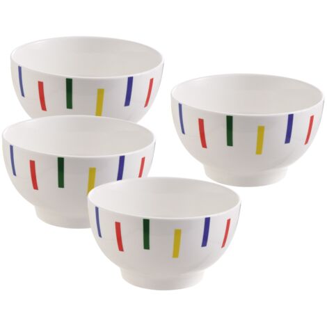 Set 4pcs bols 650ml new bone china diseño rayas de colores Casa Benetton