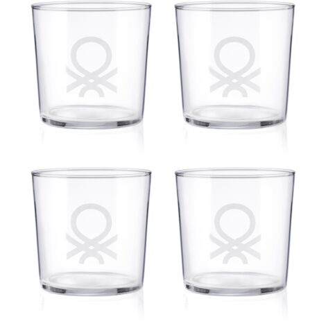 SET 4PCS VASOS DE AGUA 0,345L CRISTAL LOGO TRANSPARENTE CASA BENETTON
