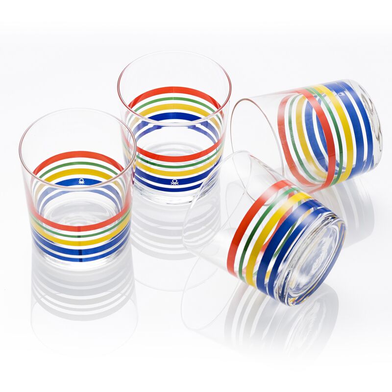 

Set 4Pcs Vasos De Agua 0,345L Cristal Rayas Finas Multicolor Casa Benetton