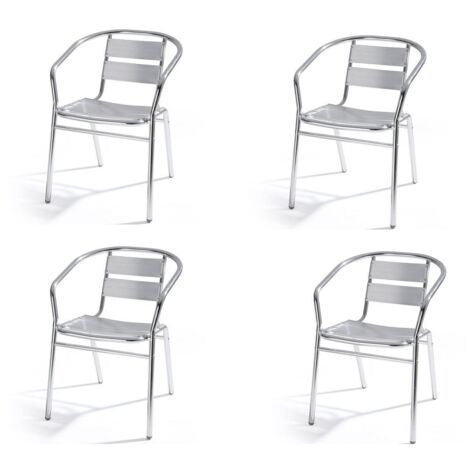 SET 4PZ SEDIA in alluminio TIPO BAR RISTORANTE - CON BRACCIOLI IMPILABILE