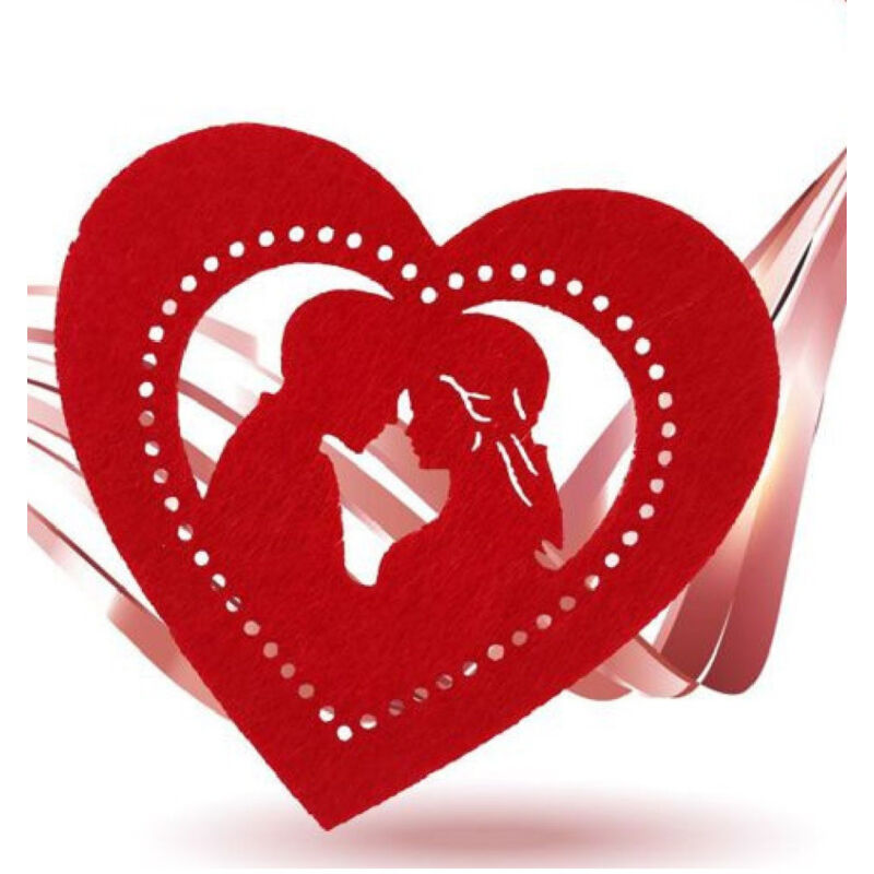 Trade Shop Traesio - Trade Shop - set 4 stück untersetzer 11CM valentinstag herzform rot filzstoff 95448 -