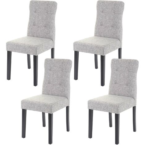 Set 6x sedie HWC-E58 sala da pranzo legno tessuto grigio gambe chiare