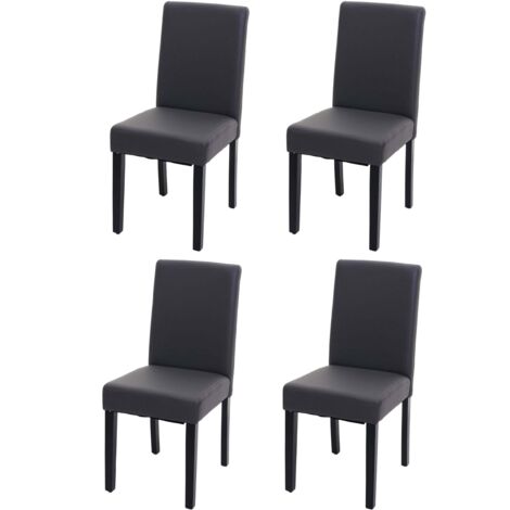 Set 4x sedie Littau ecopelle opaca soggiorno cucina sala da pranzo 43x56x90cm grigio piedi scuri