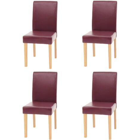 Set 4x sedie Littau ecopelle soggiorno cucina sala da pranzo 43x56x90cm rosso piedi chiari