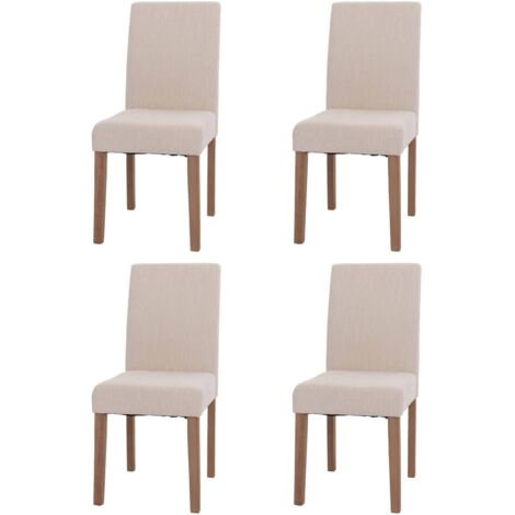 Set 4x sedie Littau tessuto ciniglia soggiorno cucina sala da pranzo legno 90x42x50cm avorio