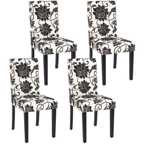 Set 4x sedie Littau tessuto soggiorno cucina sala da pranzo 43x56x90cm fiori piedi scuri