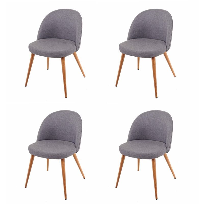 Non utilizzato] Set 4x sedie poltroncine HHG 631 design retro anni 50 trapuntate metallo tessuto grigio scuro