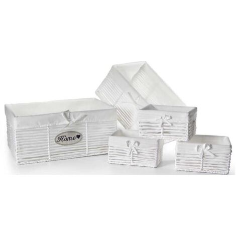 SET 5 CESTE IN TESUTO 44/39/22 CM DI COLORE BIANCO