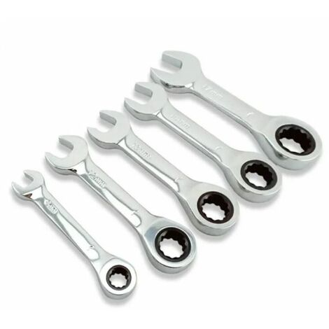Set 5 chiavi combinate Cr-V fisse a cricchetto 10 12 13 17 e 19mm Art. 01083