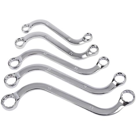 SET 5 CHIAVI DA MECCANICO COMBINATE TIPO S FISSE AUTO ANELLO POLIGONALI 10-19MM