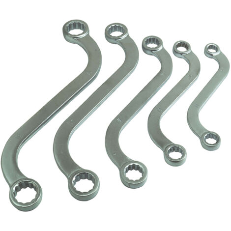 BES Set 5 chiavi inglesi curve doppia testa poligonali ad esse 10mm a 19 mm MR70074